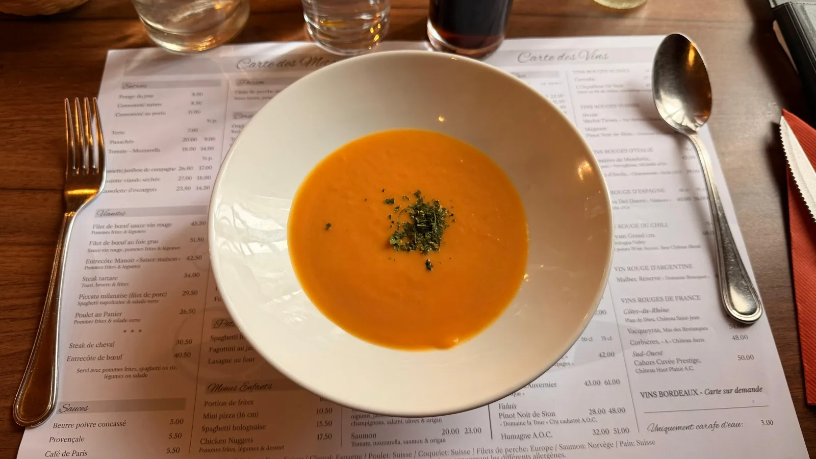 Potage du jour au Manoir